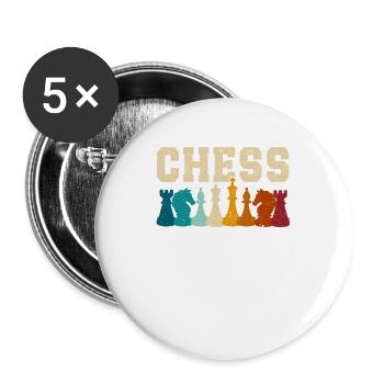 Joueur d’échecs drôle pièces d’échecs seize pièces - Lot de 5 grands badges (56 mm) - blanc - Devant