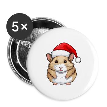 Hamster Christmas Animal Head - Buttons large 2.2''/56 mm (5-pack) - white - Front