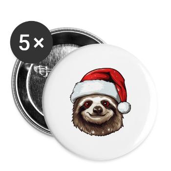 Tête d’animal de Noël paresseux - Lot de 5 grands badges (56 mm) - blanc - Devant