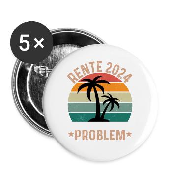 Rente 2024 Nicht Mehr Mein Problem - Rentnerdesign - Buttons groß 56 mm (5er Pack) - Weiß - Vorne
