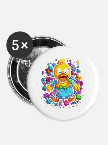 Der trashige glückliche Spielzeug Entchen - Buttons groß 56 mm (5er Pack) - Weiß