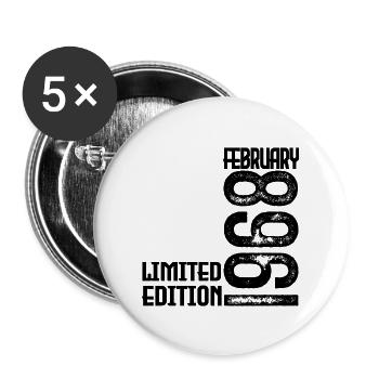 Cadeau Anniversaire Février 1968. February 1968. - Lot de 5 grands badges (56 mm) - blanc - Devant