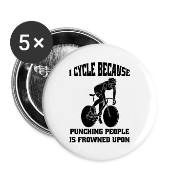 Fahrrad Radfahrer Radeln Fahrradfahrer Radfahren - Buttons groß 56 mm (5er Pack) - Weiß - Vorne