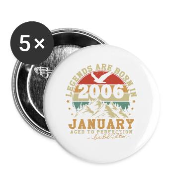 January 2006 Vintage Retro Birthday 2006 - Buttons large 2.2''/56 mm (5-pack) - white - Front