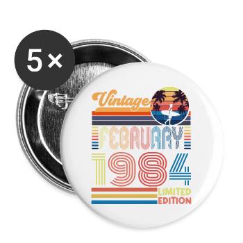 Anniversary February 1984. February 1984 gift. - Buttons large 2.2''/56 mm (5-pack) - white - Front