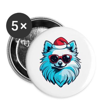 Pomeranian Christmas Illustration - Buttons large 2.2''/56 mm (5-pack) - white - Front