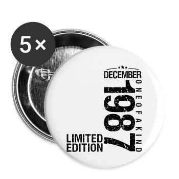 Birthday December 1987 December born in December - Buttons large 2.2''/56 mm (5-pack) - white - Front