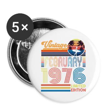 Anniversaire Février 1976. Cadeau Fevrier 1976. - Lot de 5 grands badges (56 mm) - blanc - Devant