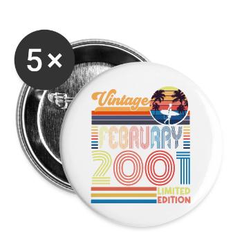 Jubiläum Februar 2001. Geschenk Februar 2001. - Buttons groß 56 mm (5er Pack) - Weiß - Vorne