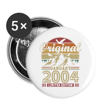 Original January 2004 Vintage Birthday 2004 - Buttons large 2.2''/56 mm (5-pack) - white - Front