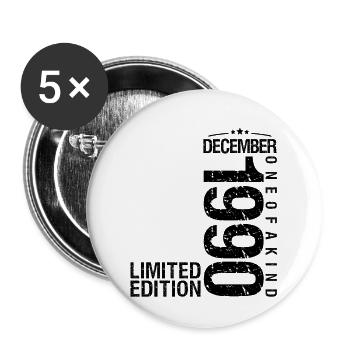 Birthday December 1990 December born in December - Buttons large 2.2''/56 mm (5-pack) - white - Front