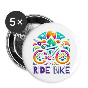 Cycling - Ride Bike design - Buttons large 2.2''/56 mm (5-pack) - white - Front