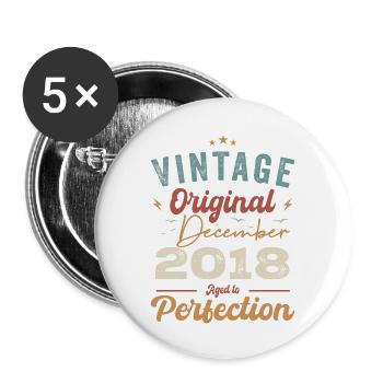 Vintage Birthday - December 2018 - Gift Idea - Buttons large 2.2''/56 mm (5-pack) - white - Front