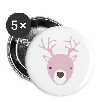 Rudolph Geweih Herz Nase skandinavisch Kinder cool - Buttons groß 56 mm (5er Pack) - Weiß - Vorne