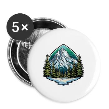 Montagnes Symbole Paysage Armoiries - Lot de 5 grands badges (56 mm) - blanc - Devant