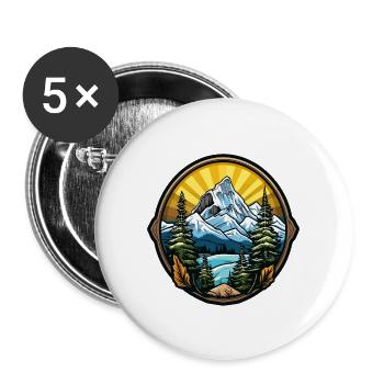 Montagnes Armoiries Symbole de montagne - Lot de 5 grands badges (56 mm) - blanc - Devant