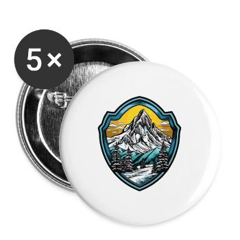 Symbol Berge Wappen - Buttons groß 56 mm (5er Pack) - Weiß - Vorne