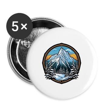 Montagnes Symbole Armoiries Hiver - Lot de 5 grands badges (56 mm) - blanc - Devant