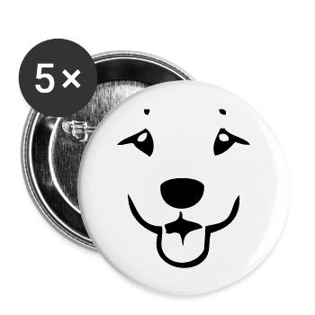 Süßes cartoon Hundegesicht - Buttons groß 56 mm (5er Pack) - Weiß - Vorne