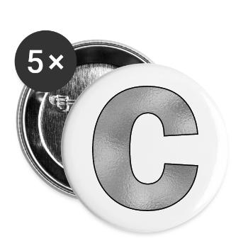 Lettre C Argent - Lot de 5 grands badges (56 mm) - blanc - Devant