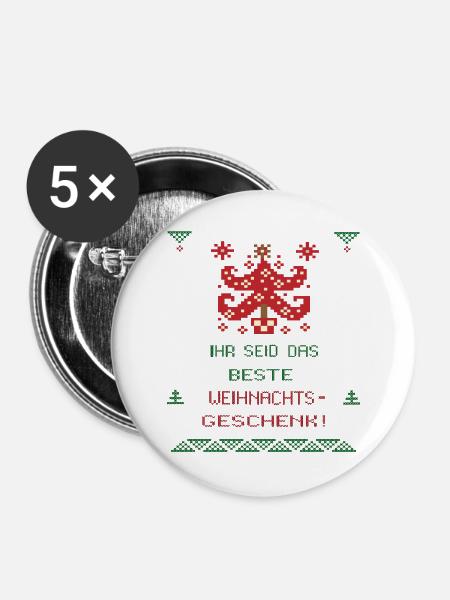Weihnachten Familie - Buttons groß 56 mm (5er Pack) - Weiß