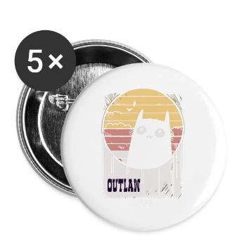 The Outlaw Retro Cat, The Cat - Buttons large 2.2''/56 mm (5-pack) - white - Front