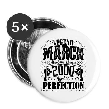 March 2000. March 2000 Birthday Gift. March. - Buttons large 2.2''/56 mm (5-pack) - white - Front