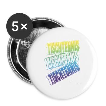 Tischtennis Schrift Spruch Bunt Sport Verein Fan - Buttons groß 56 mm (5er Pack) - Weiß - Vorne