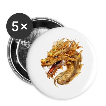 Dragon Fantasy Magic Mysticism Mythology Creature - Buttons large 2.2''/56 mm (5-pack) - white - Front
