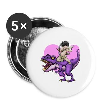Armure de Cupidon T Rex coeur Saint-Valentin Cupid Rex - Lot de 5 grands badges (56 mm) - blanc - Devant