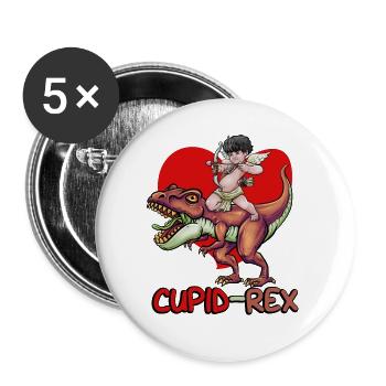 Armure de Cupidon T Rex coeur Saint-Valentin Cupid Rex - Lot de 5 grands badges (56 mm) - blanc - Devant