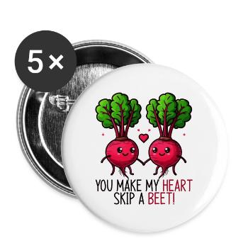 You make my heart beat faster Beetroot - Buttons large 2.2''/56 mm (5-pack) - white - Front
