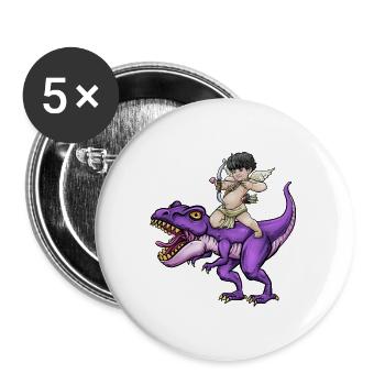 Armure de Cupidon T Rex coeur Saint-Valentin Cupid Rex - Lot de 5 grands badges (56 mm) - blanc - Devant