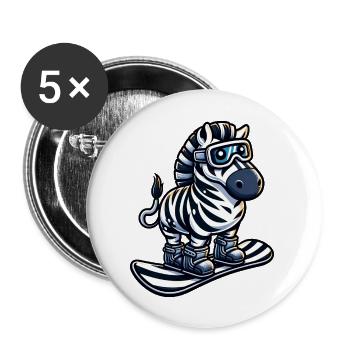 Zebra Snowboard Champion - Climb the Mountain in Style - Buttons large 2.2''/56 mm (5-pack) - white - Front