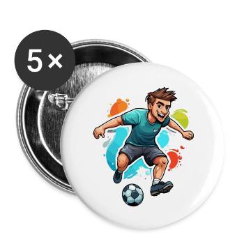 Footballer / Soccer / Pitch / Team - Buttons large 2.2''/56 mm (5-pack) - white - Front