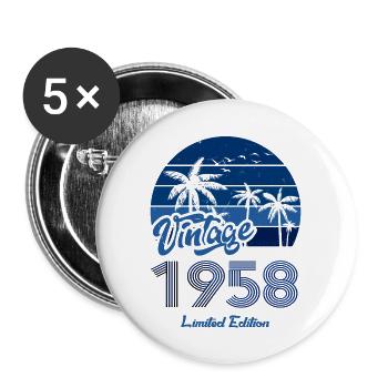 Vintage Year 1958 Limited Edition Blue - Buttons large 2.2''/56 mm (5-pack) - white - Front