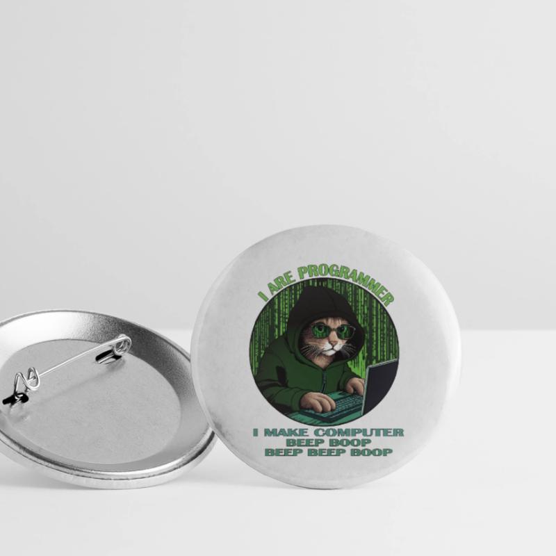 I are programmer, green, programming cat Buttons large 2.2''/56 mm (5-pack)
