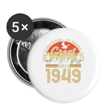 Born in 1949 - Legends turn 75 - Buttons large 2.2''/56 mm (5-pack) - white - Front