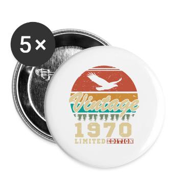 Vintage 1970 Cadeau D'anniversaire - Lot de 5 grands badges (56 mm) - blanc - Devant
