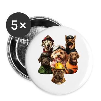 Freunde für alle Felle - Buttons groß 56 mm (5er Pack) - Weiß - Vorne