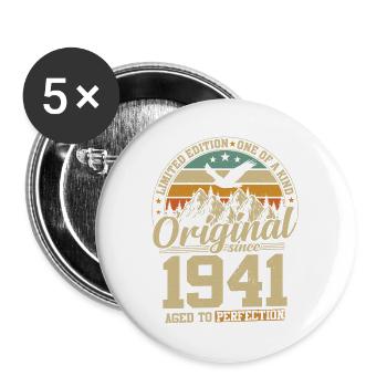 Vintage 1941 Birthday - Buttons large 2.2''/56 mm (5-pack) - white - Front