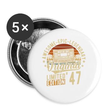 Millésime 1947 joie d’anniversaire - Lot de 5 grands badges (56 mm) - blanc - Devant