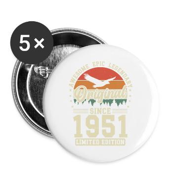Vintage 1951 - A Legendary Year - Buttons large 2.2''/56 mm (5-pack) - white - Front