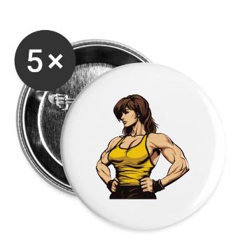 Femme Fitness Muscles Workout Gym Fille - Lot de 5 grands badges (56 mm) - blanc - Devant