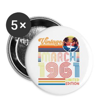 Anniversaire mars 1961.Cadeau Mars 1961.March 1961 - Lot de 5 grands badges (56 mm) - blanc - Devant