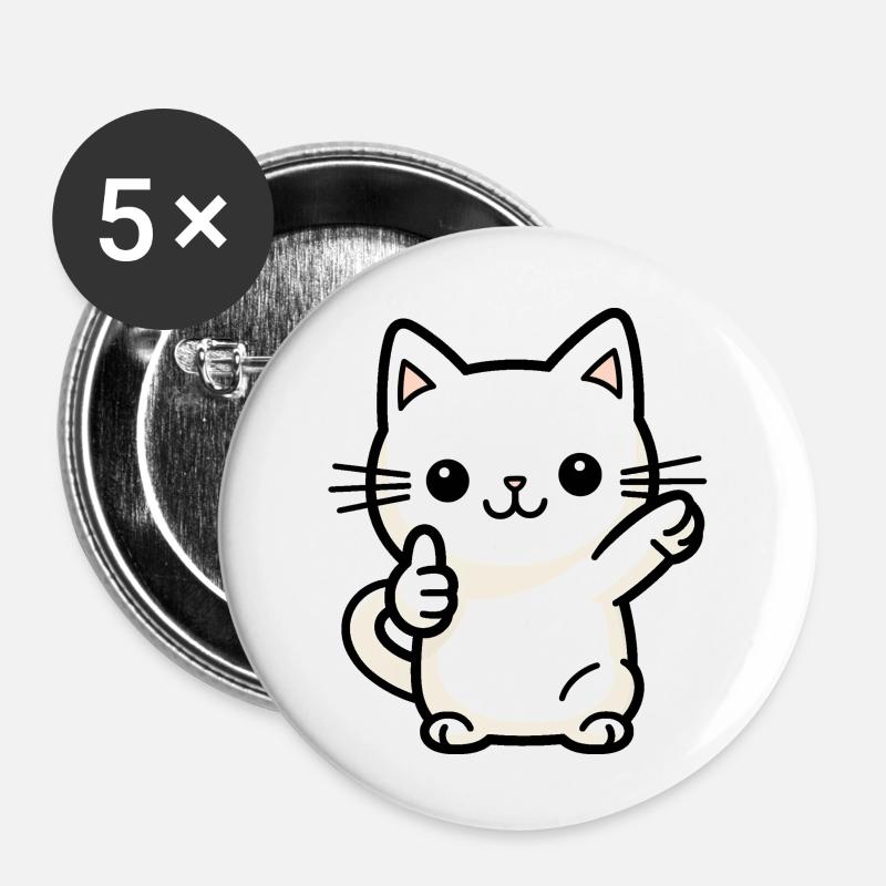 Cat - Dabbing Cat - Buttons large 2.2''/56 mm (5-pack) - white