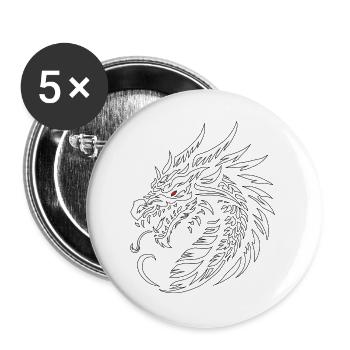 Dragonemblem - Buttons groß 56 mm (5er Pack) - Weiß - Vorne