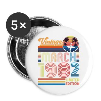 Anniversaire mars 1982.Cadeau Mars 1982.March 1982 - Lot de 5 grands badges (56 mm) - blanc - Devant