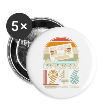 Millésime légendaire 1946 - 78 ans - Lot de 5 grands badges (56 mm) - blanc - Devant