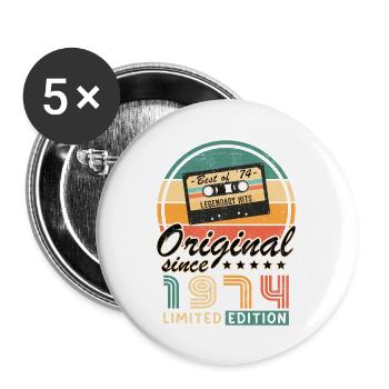 Original 1974 50th Anniversary Vintage Geschenk - Buttons groß 56 mm (5er Pack) - Weiß - Vorne